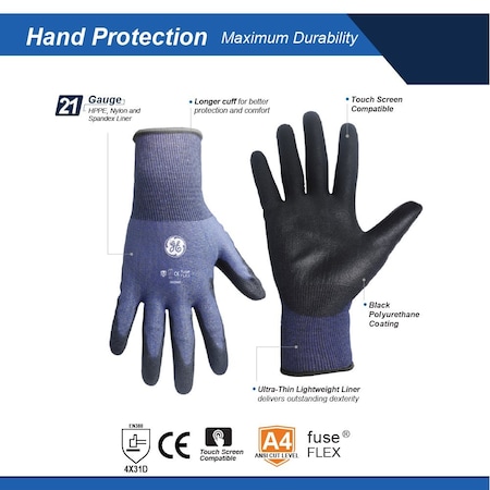 Ge Cut-Resistant Gloves, Cut Level A4 , XL 1 PR GG254XLC